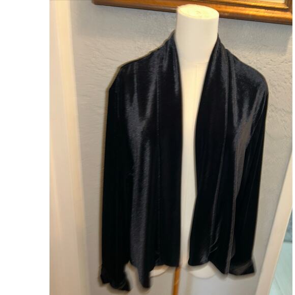 Vintage Velvet Black Jacket Blazer Another Thyme Sz 10 Classy Formal Cover Up - Picture 1 of 8